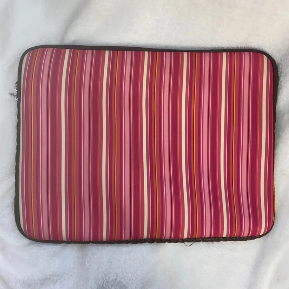 Pink striped laptop tablet sleeve case
